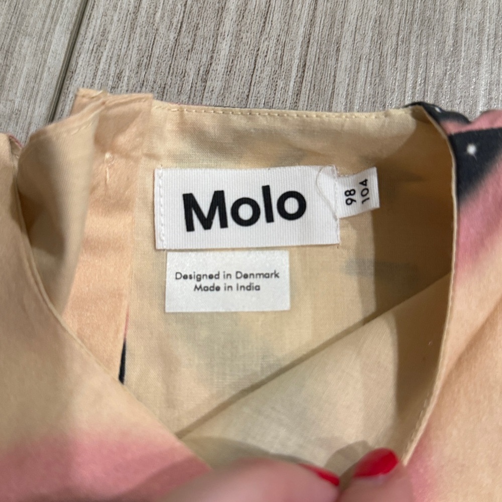Molo Kids Caly Space Happy AOP Smiley Face Dress 4T - Picture 3 of 8